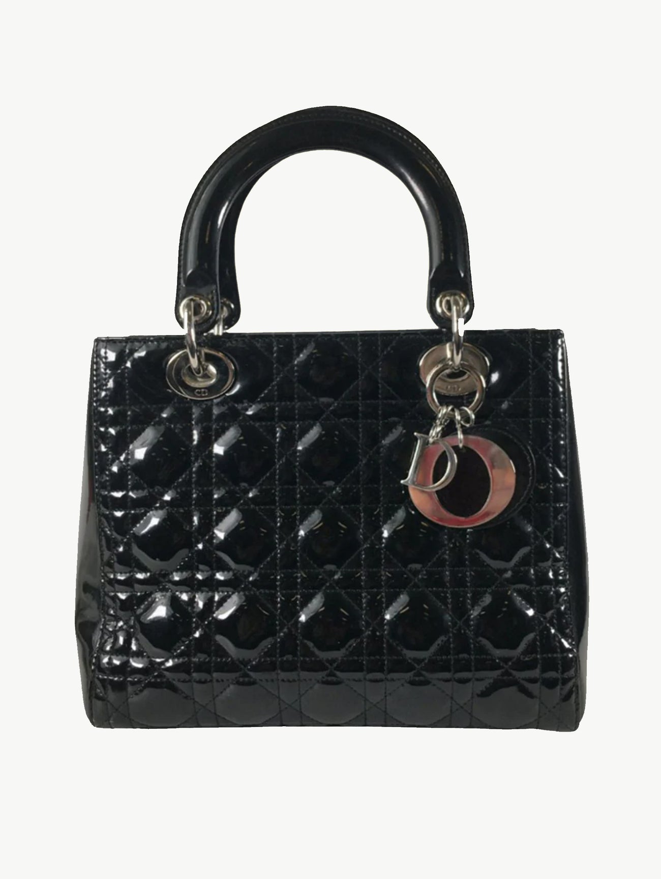 2010 Pre-owned Cannage medium Lady Dior bag in patent leather