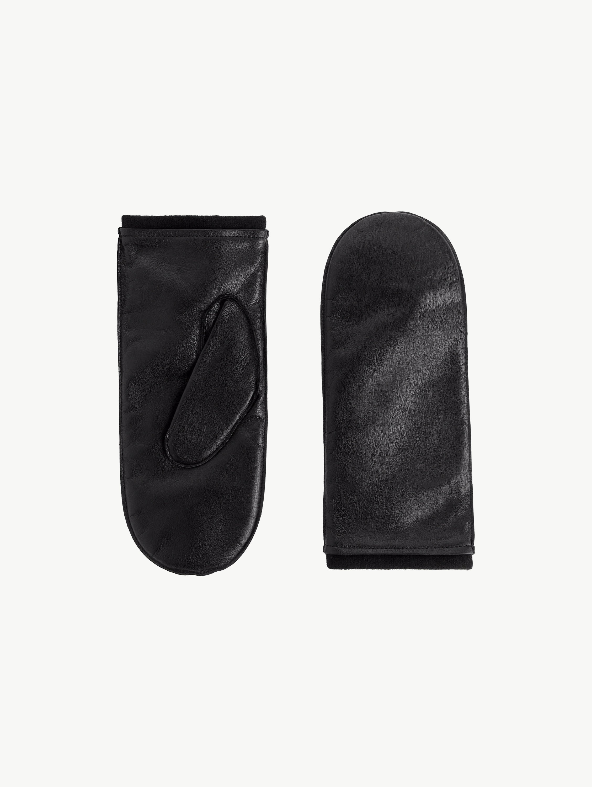 Lined leather mittens