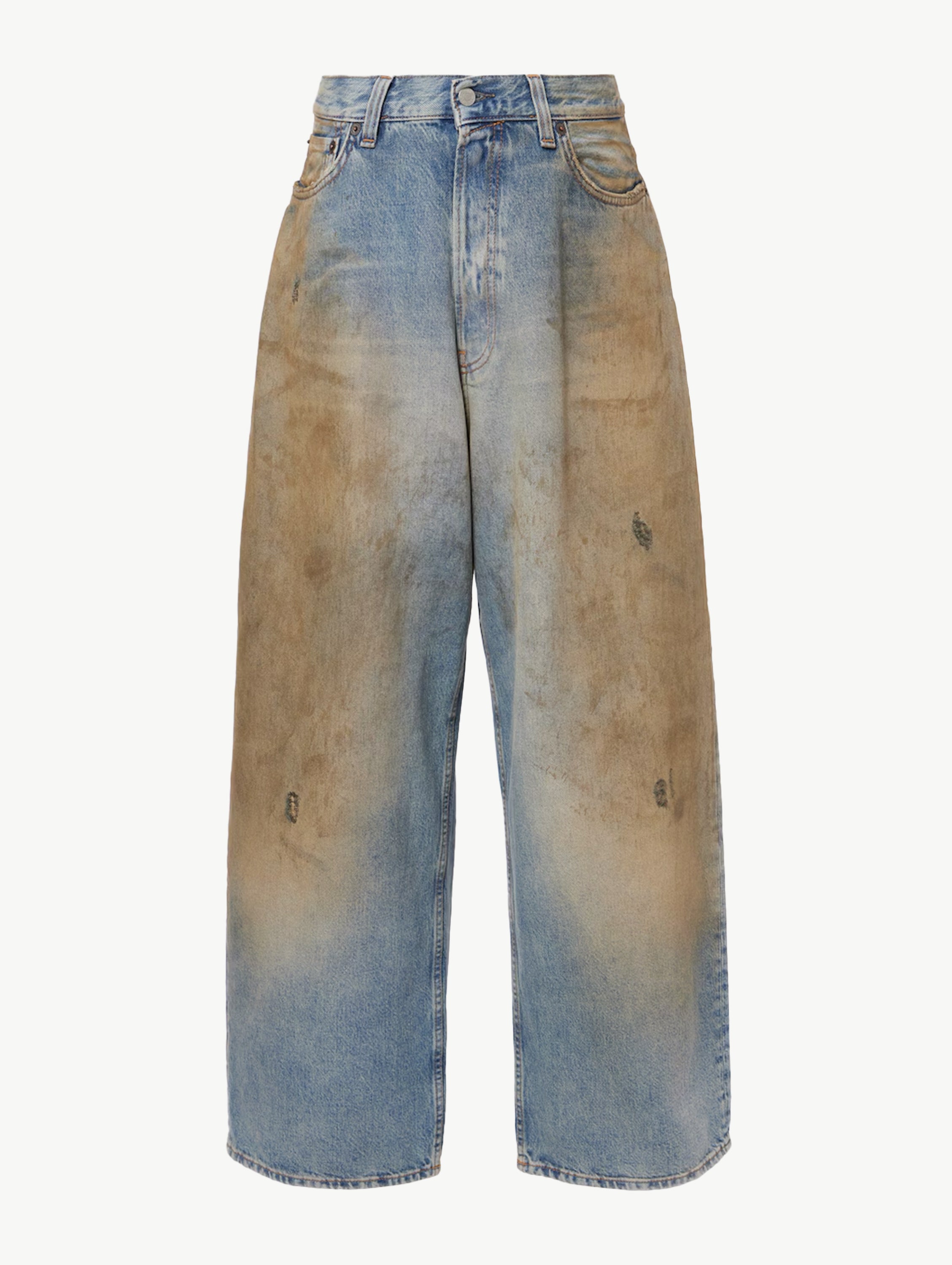 Penicillin distressed mid-rise wide-leg jeans