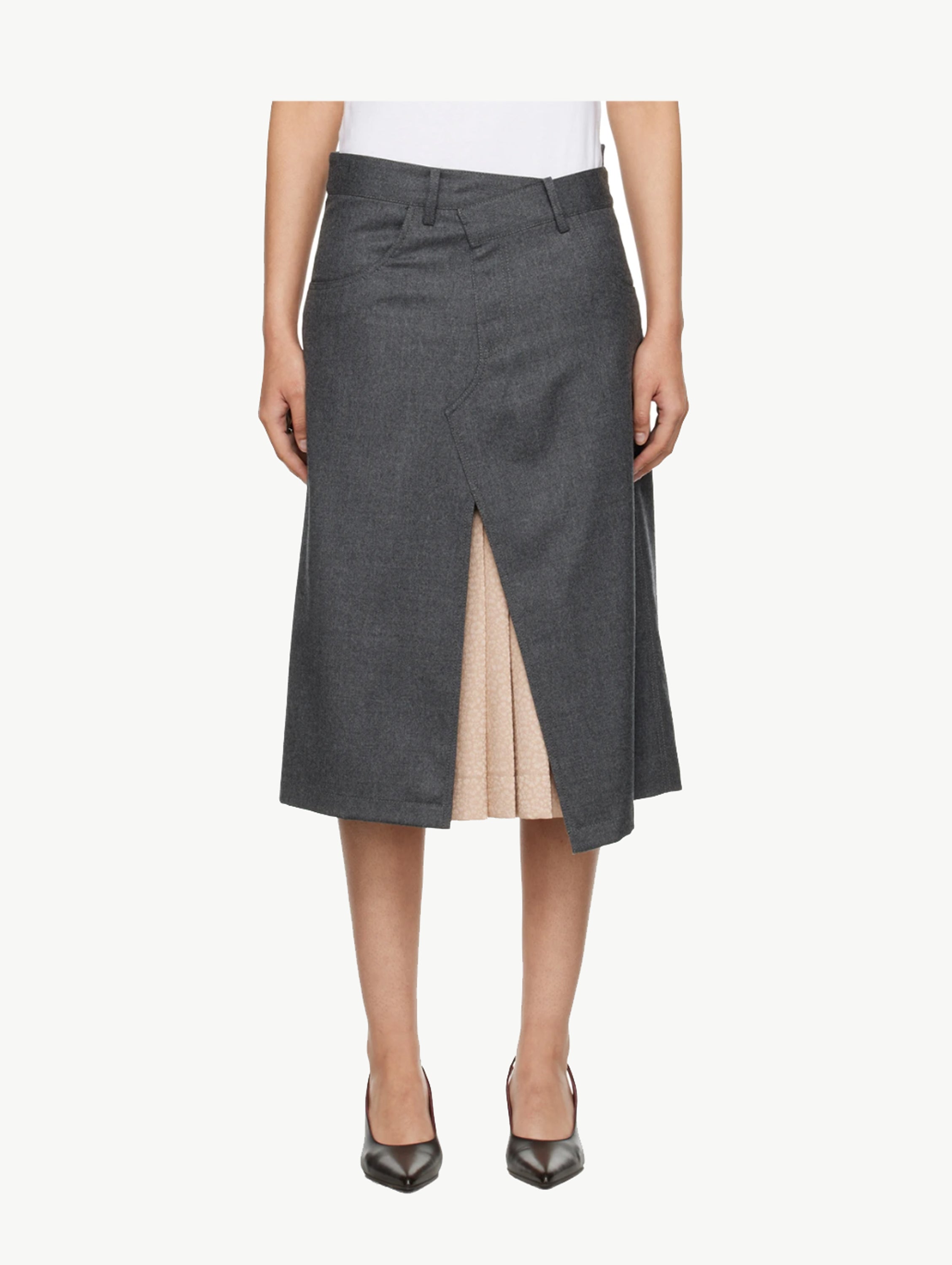 Gray layered midi skirt