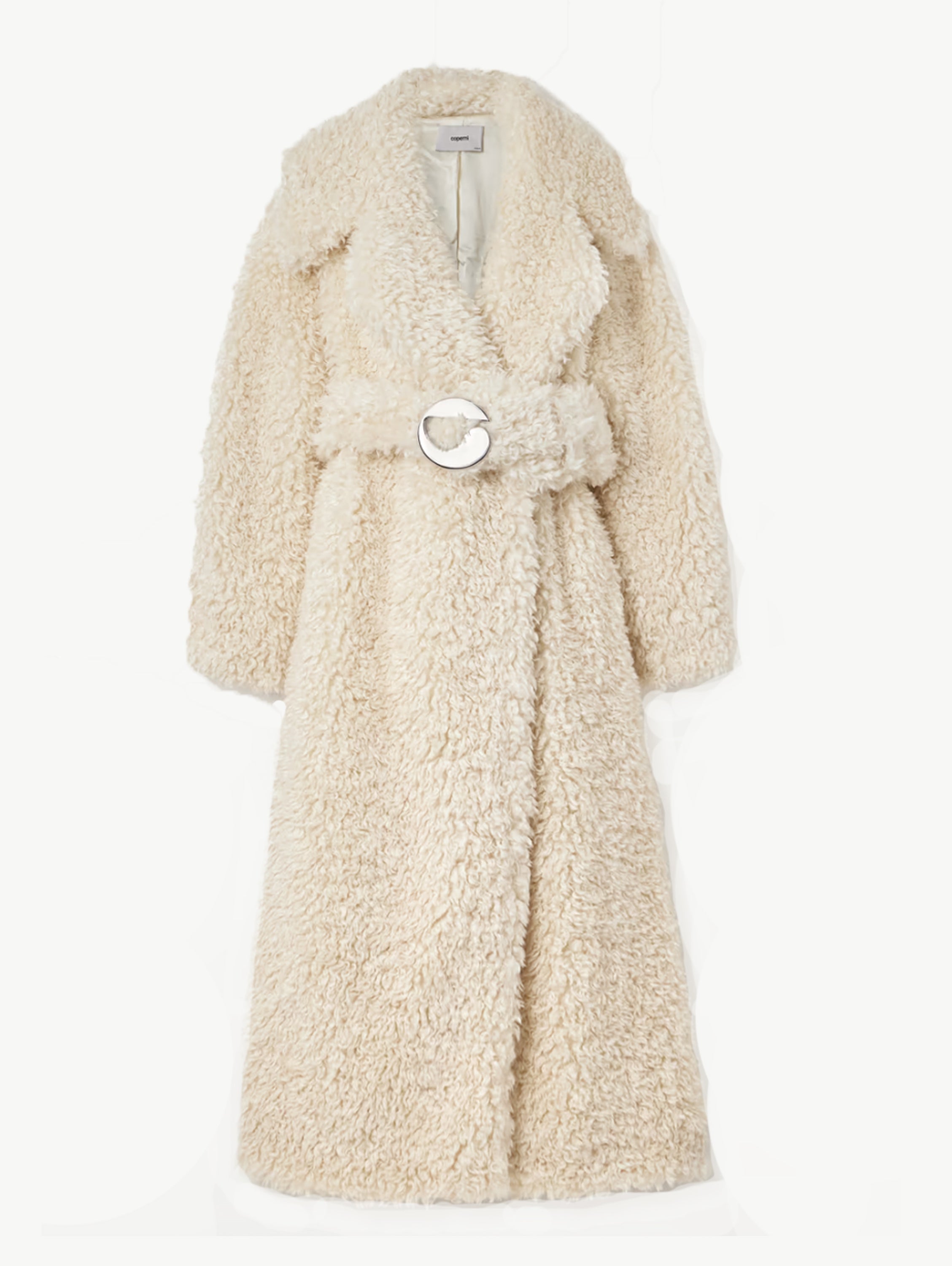 Belted faux shearling coat