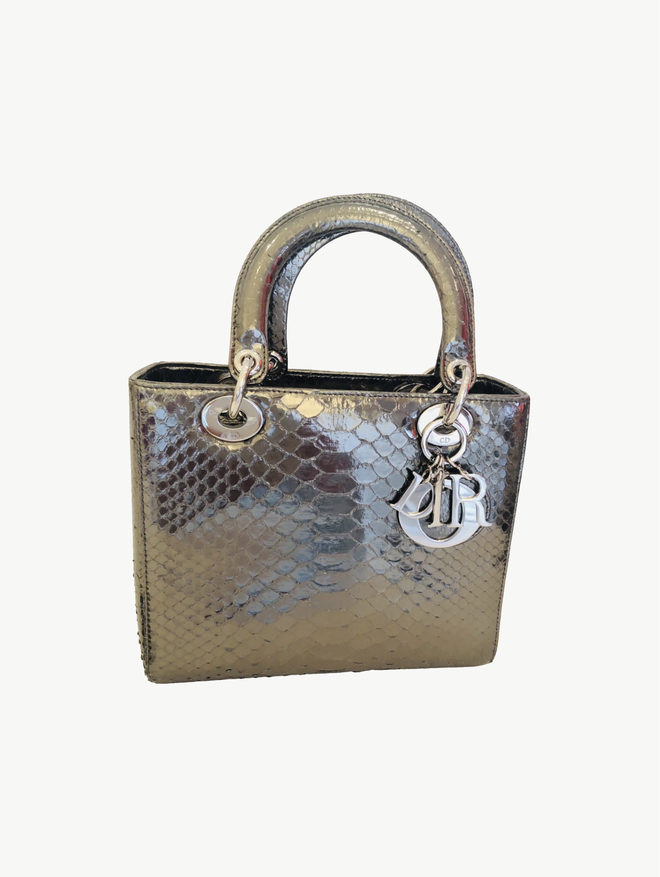 Lady Dior silver mini bag
