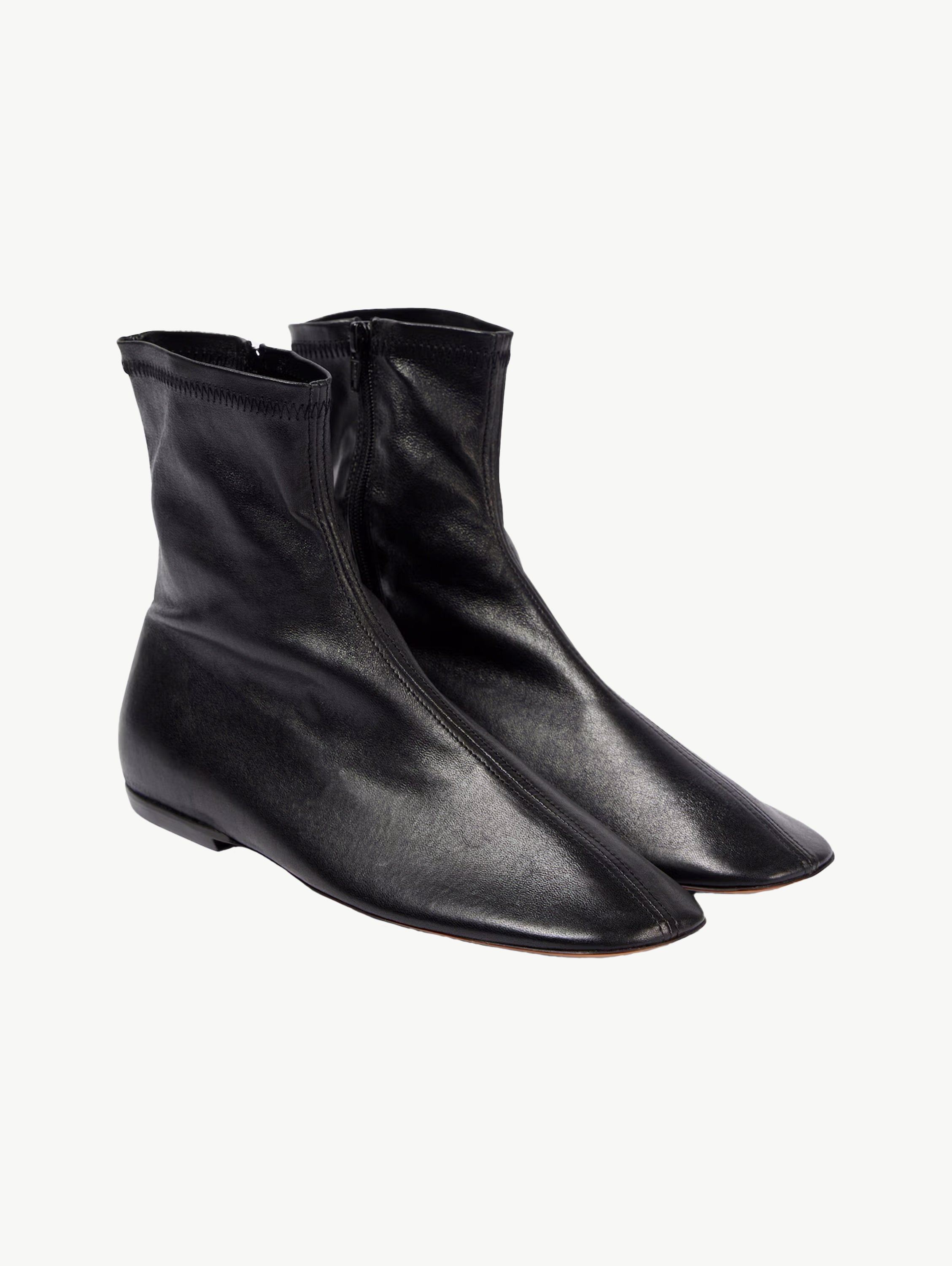 Glove leather ankle boots