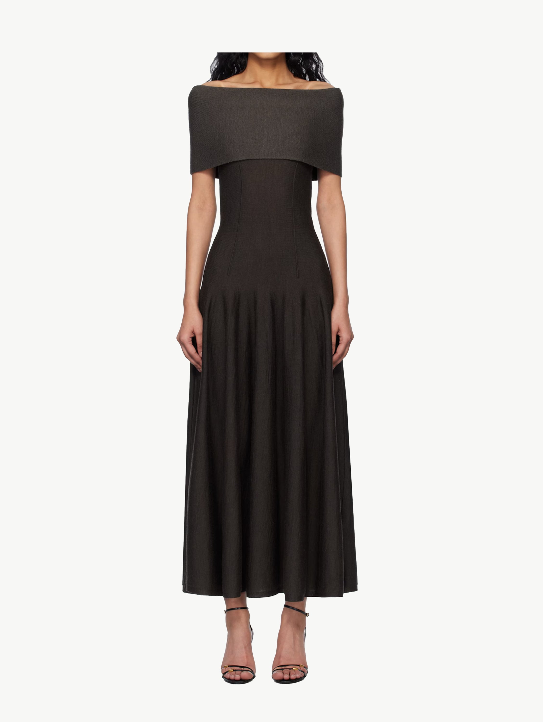 wool off the shoulder dress Trianna Off Shoulder Wool Dress