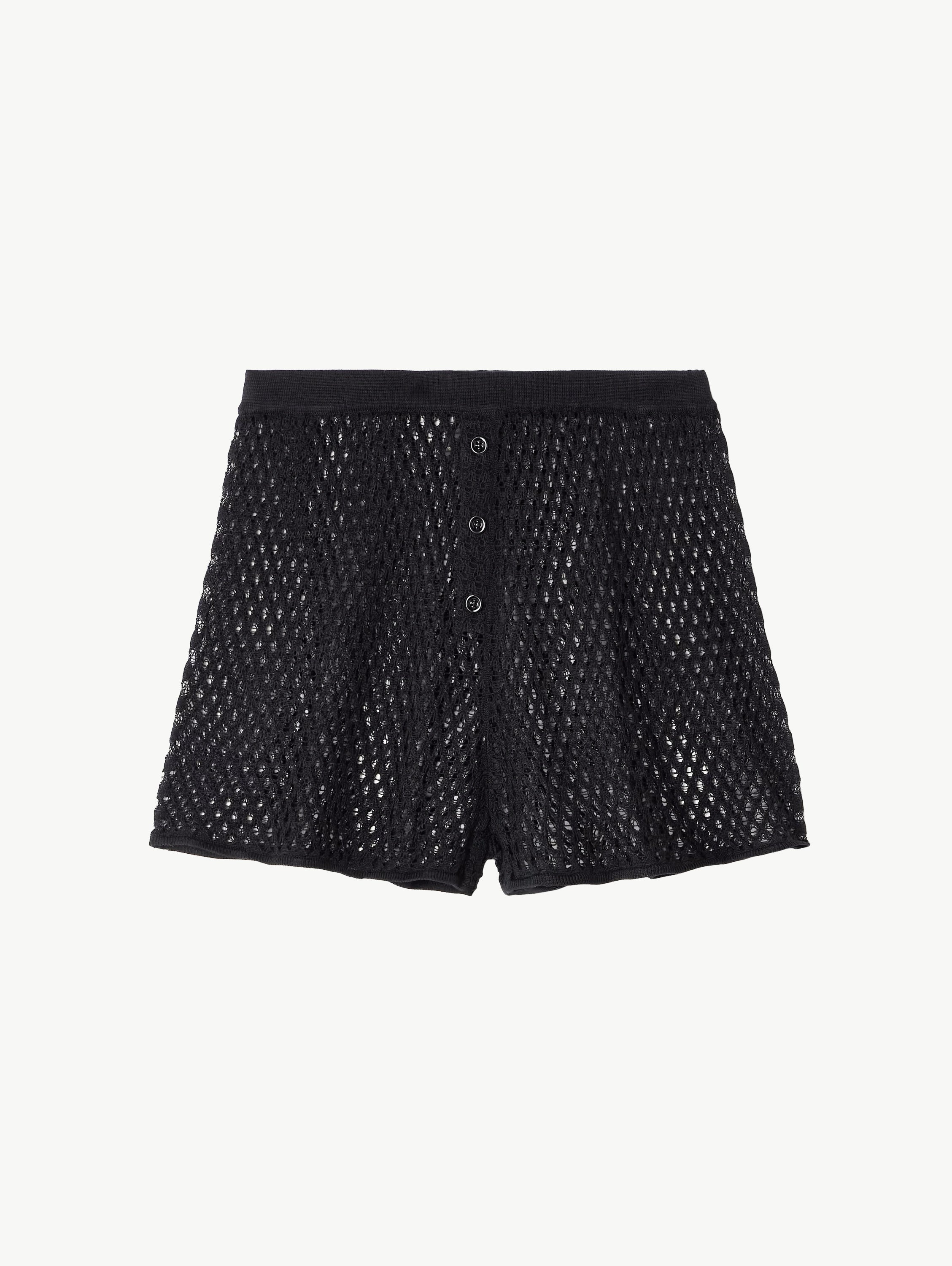 Open-knit silk shorts