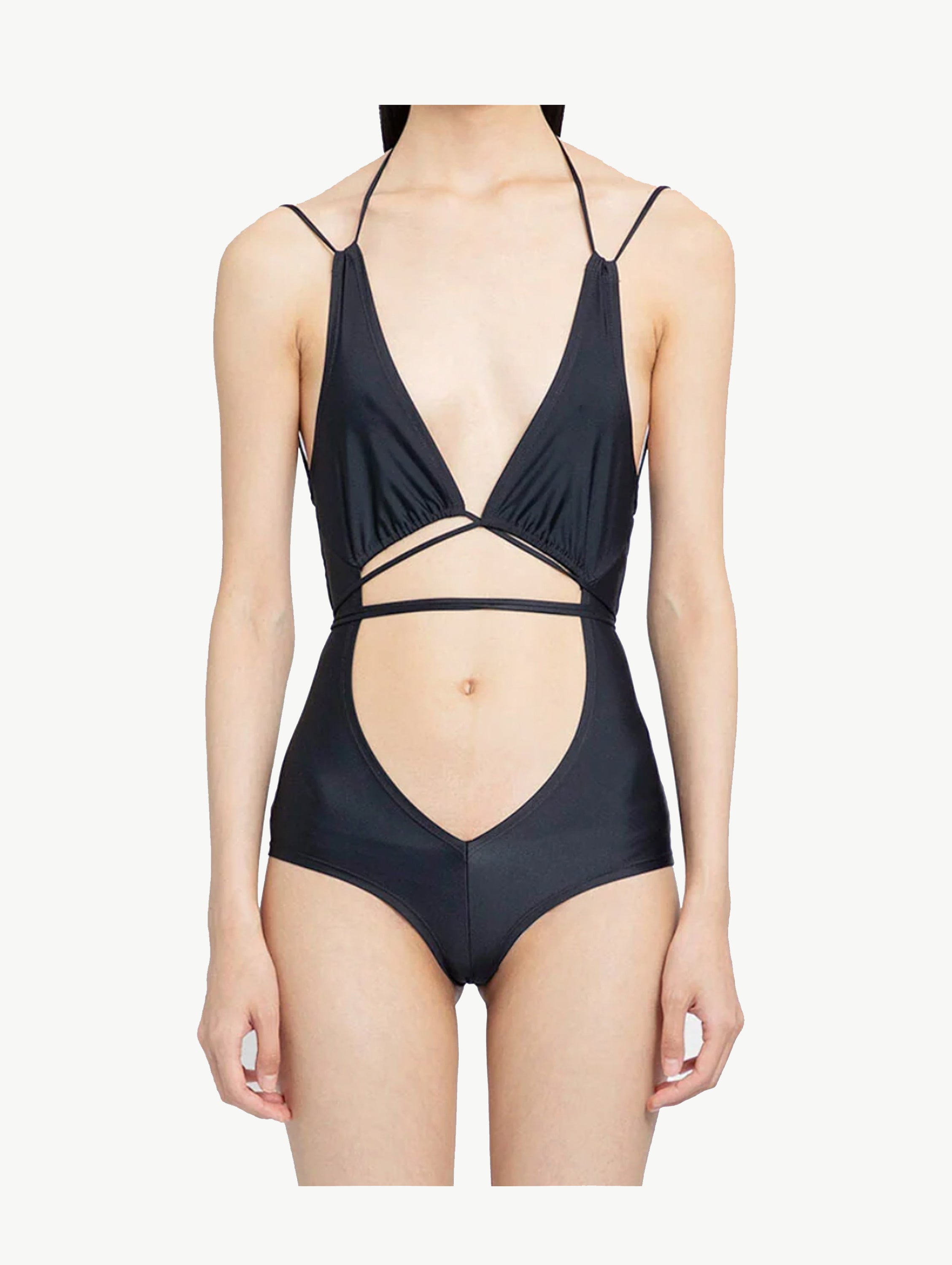 Black stretch recycled swimsuit