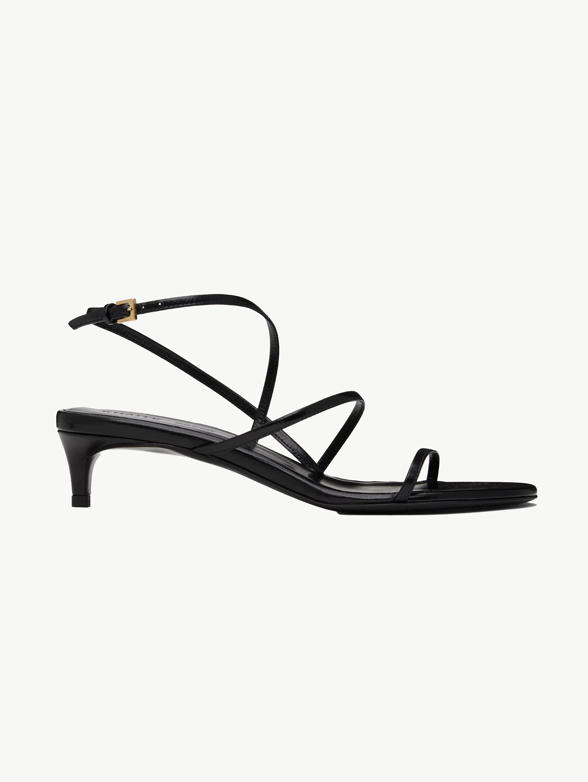 Black loop kitten heel sandals