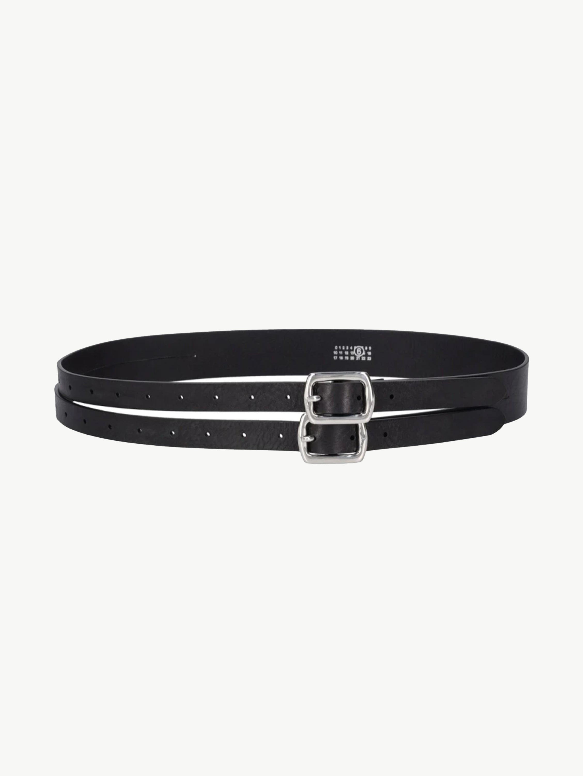 Double leather buckle belt