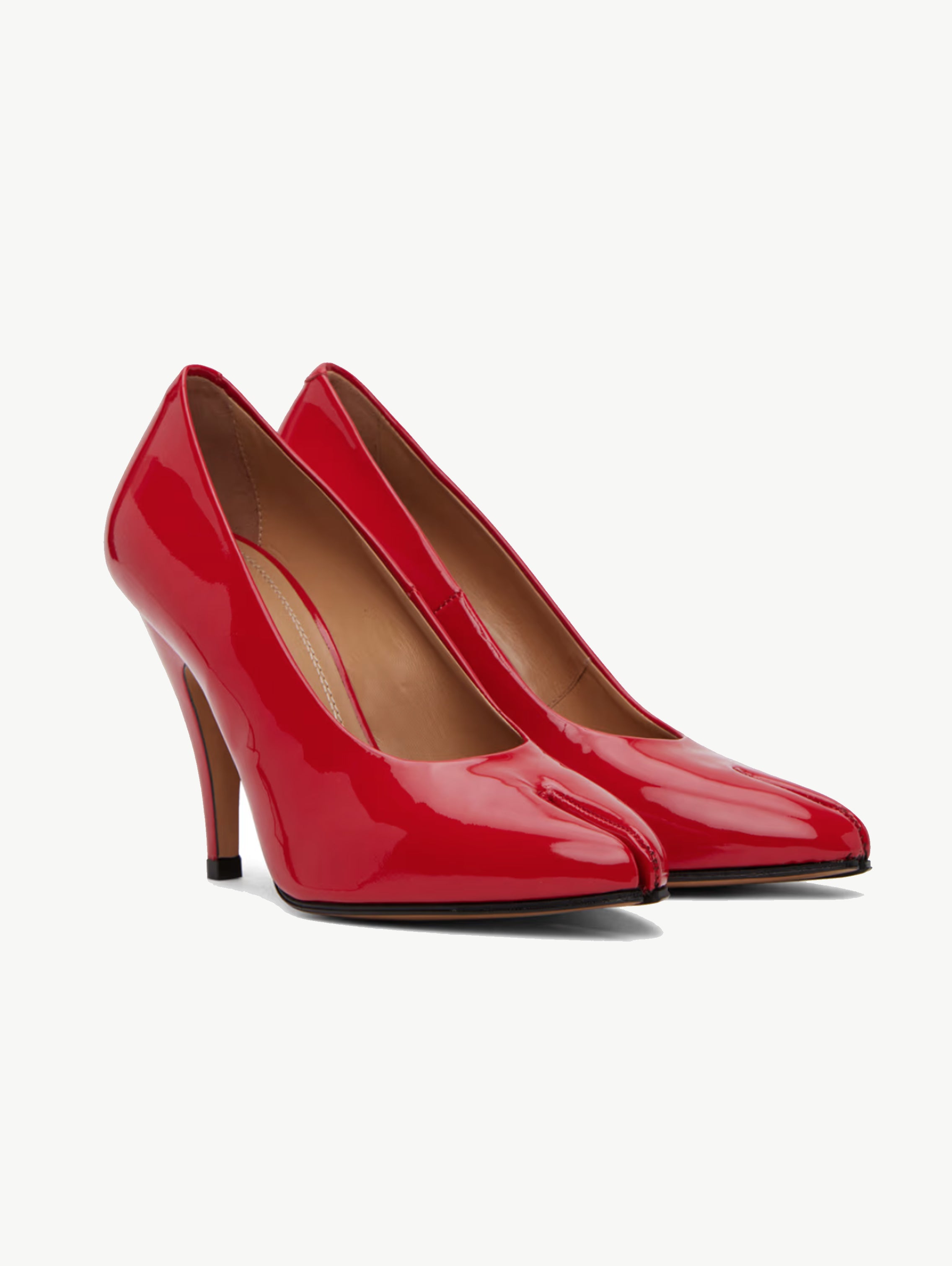 Red tabi patent heels