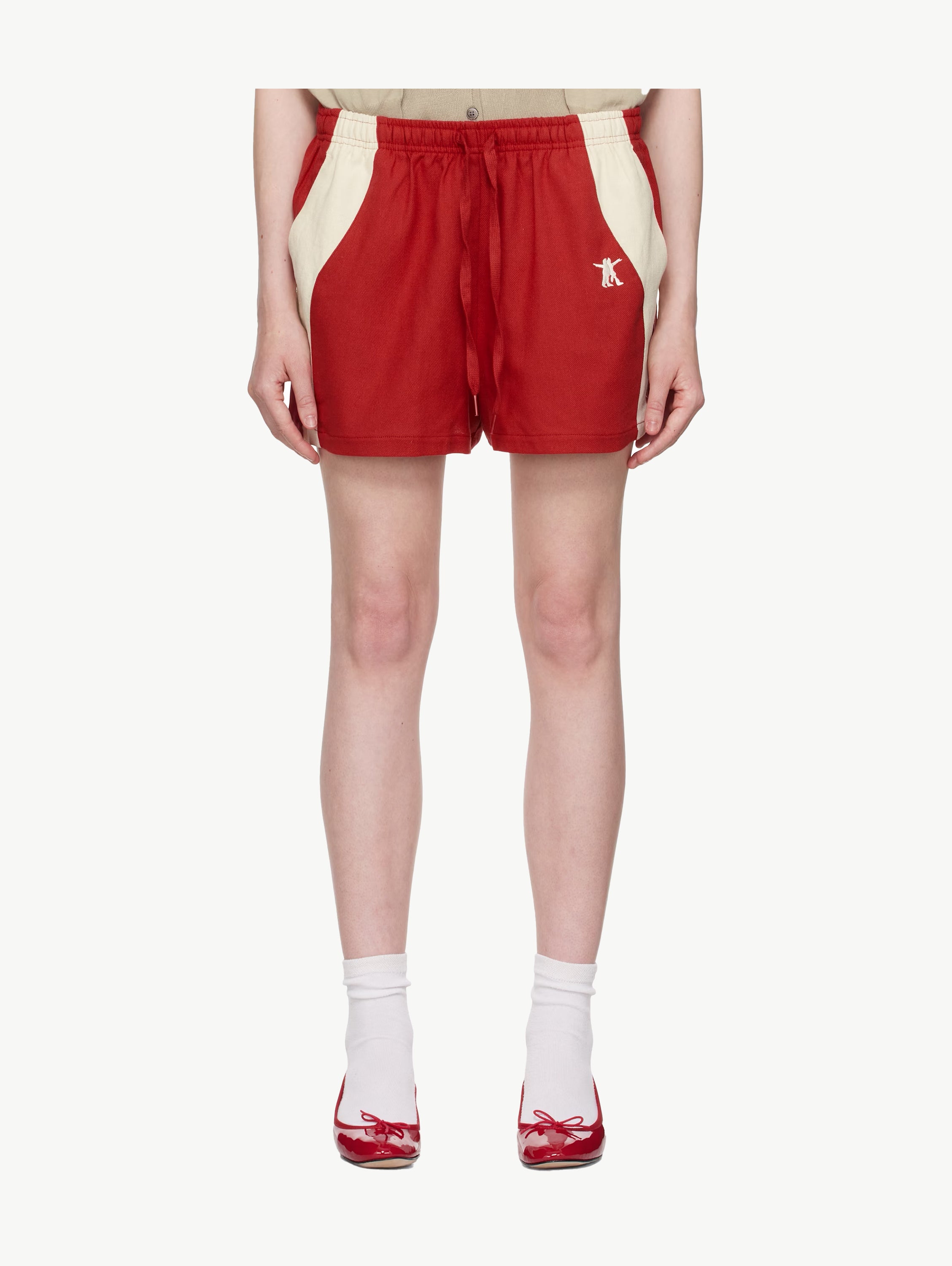 Red YY color block shorts