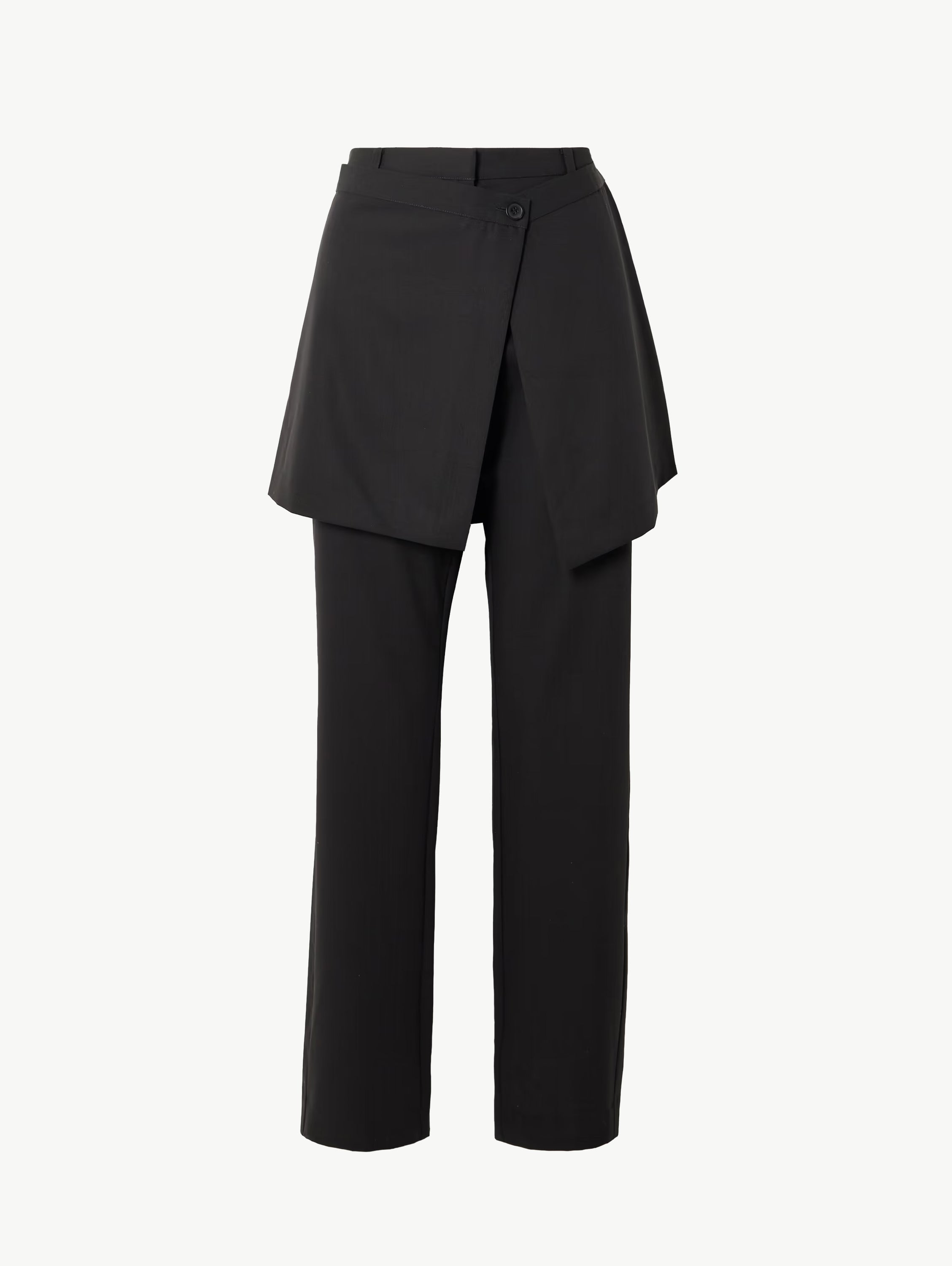 Layered wool straight-leg pants