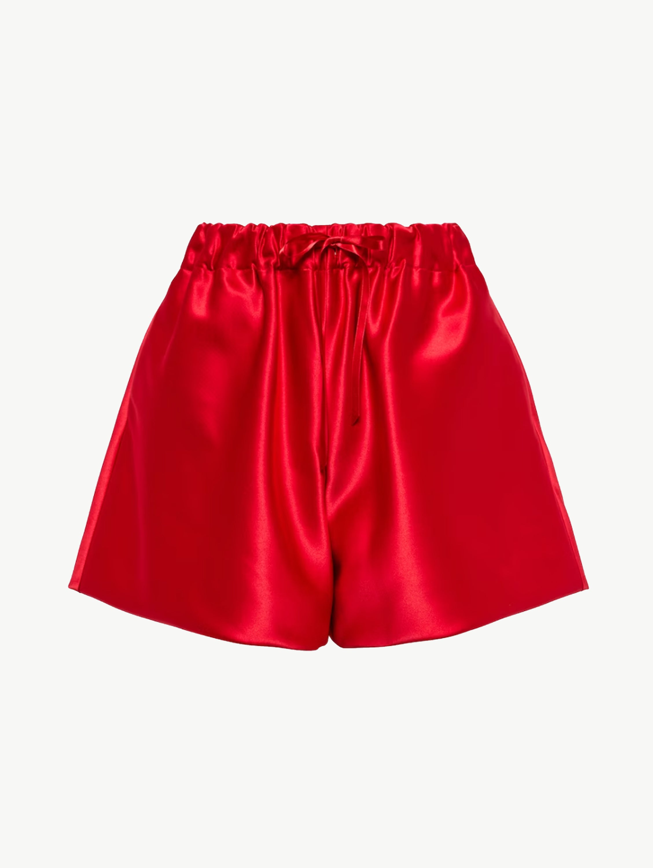 Red satin shorts