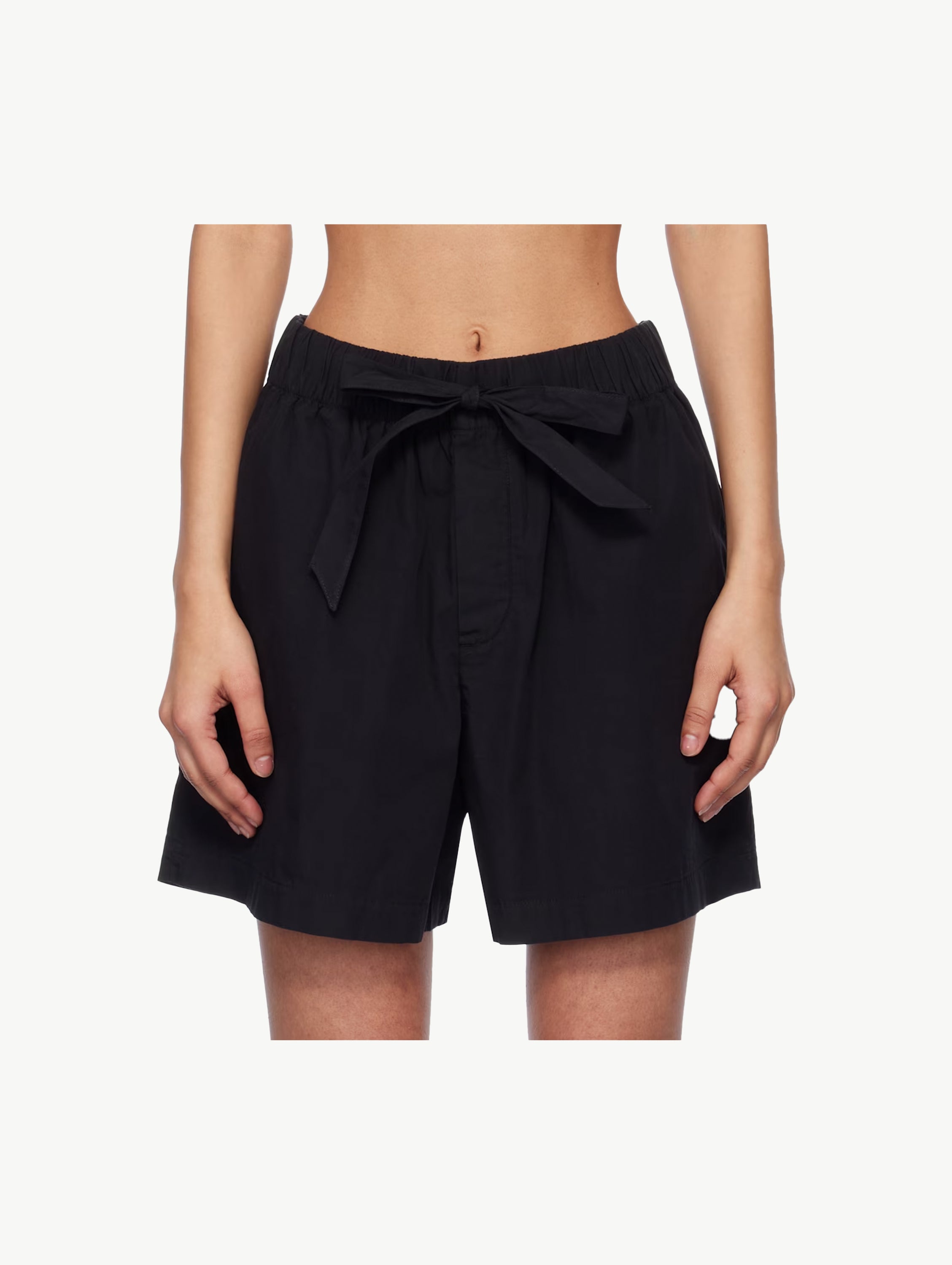 Black poplin pyjama shorts