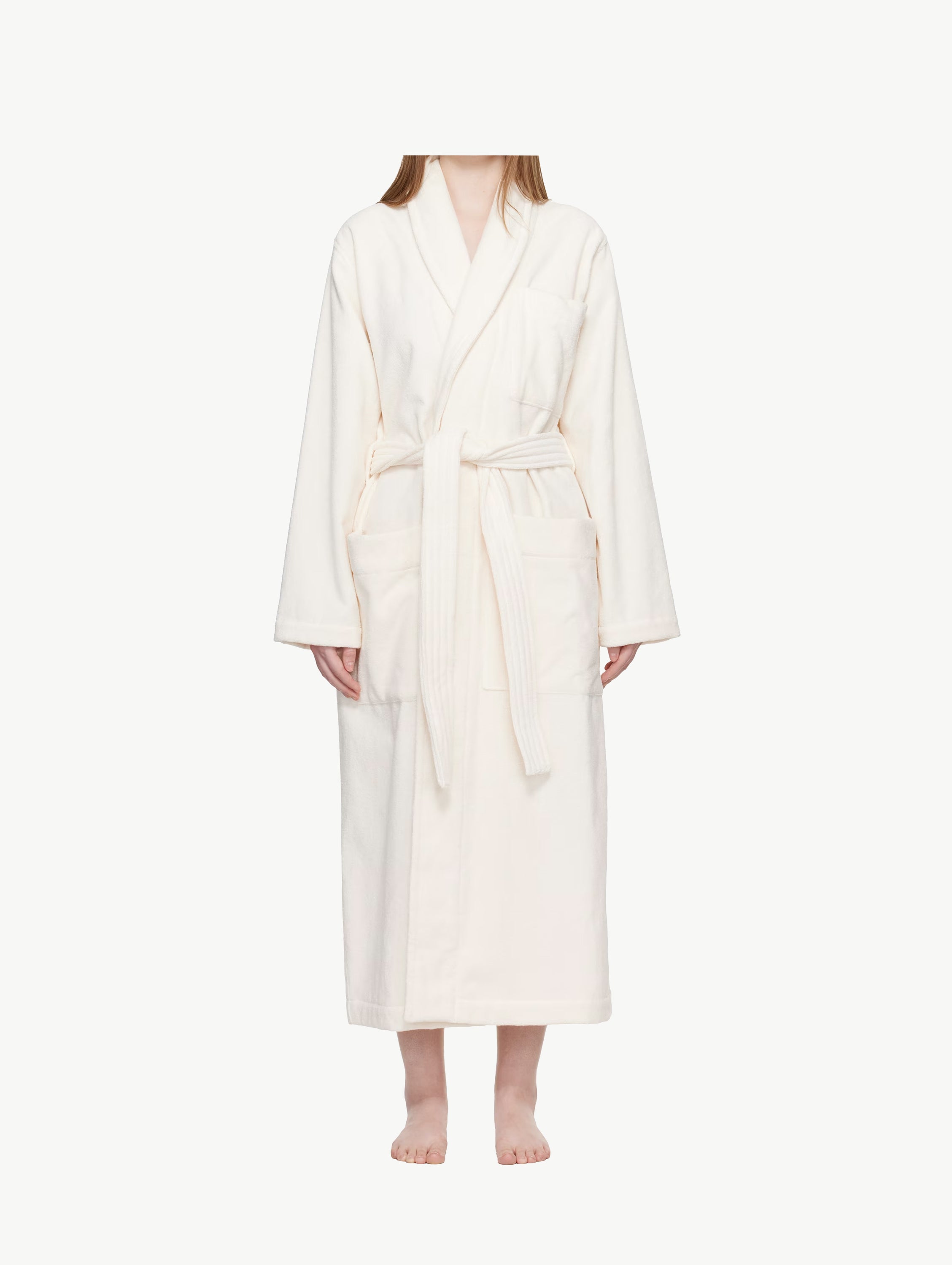 Off white terry classic bathrobe