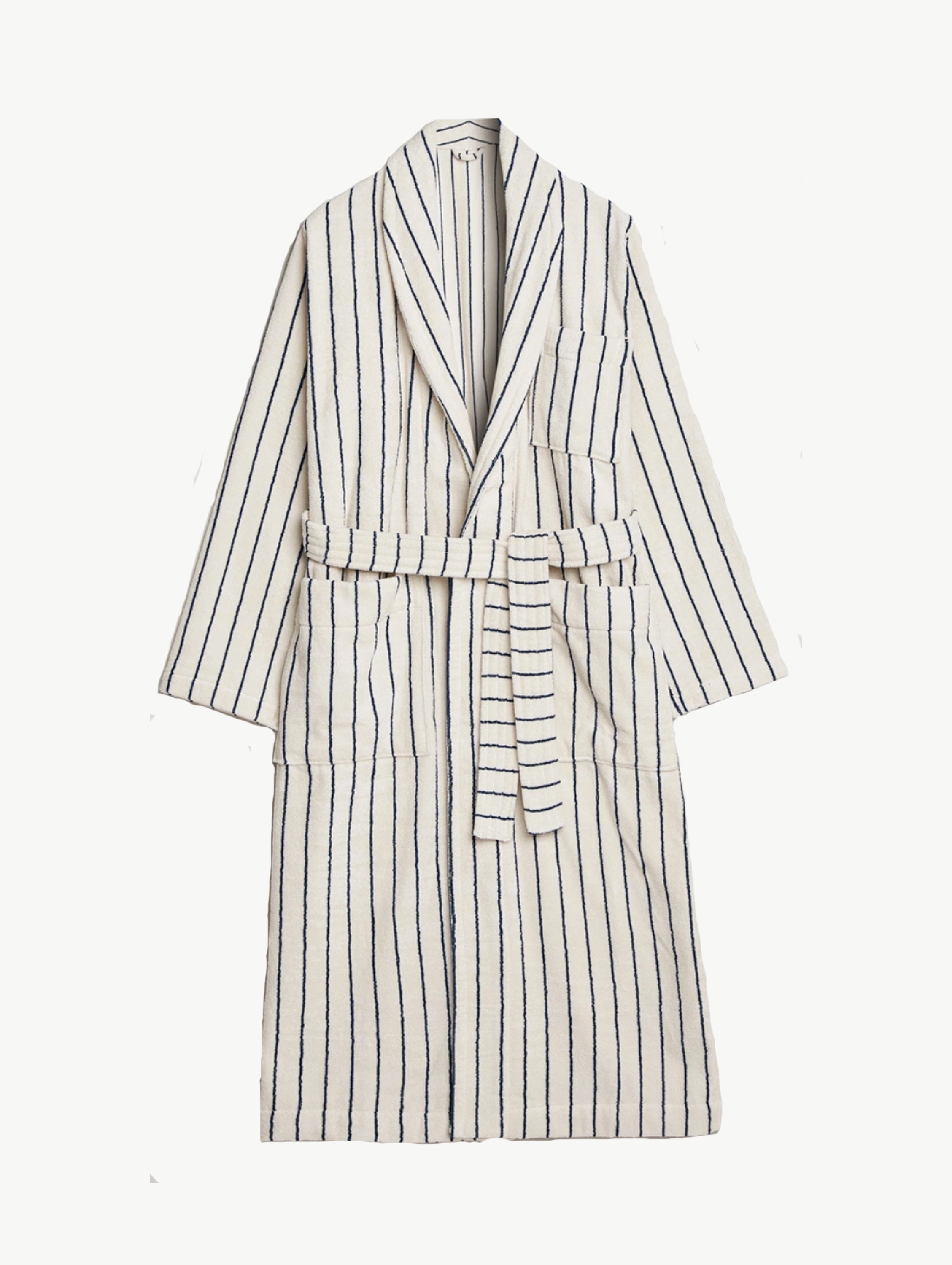 Striped cotton-terry bathrobe
