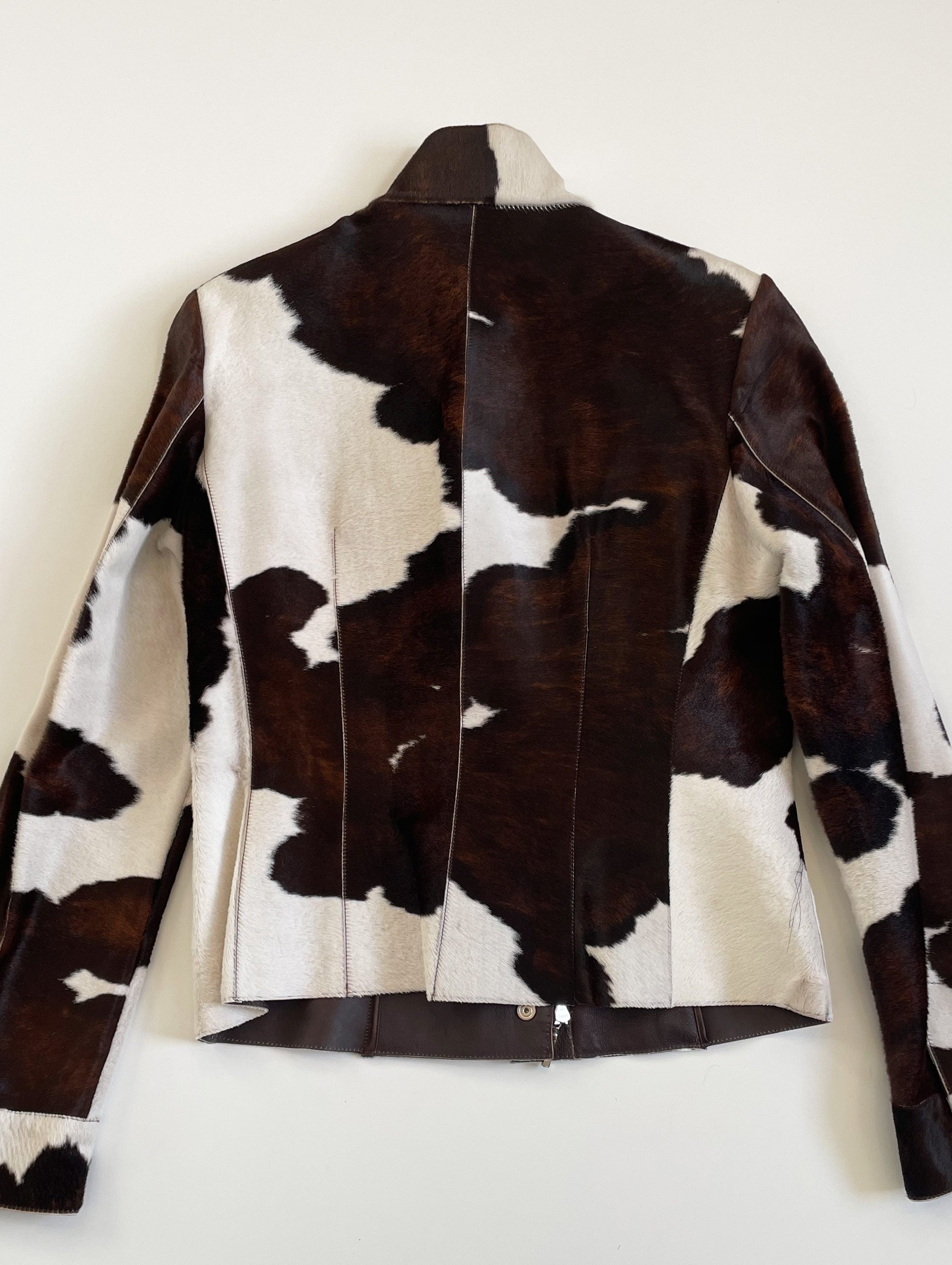 Cow-print motorbike jacket