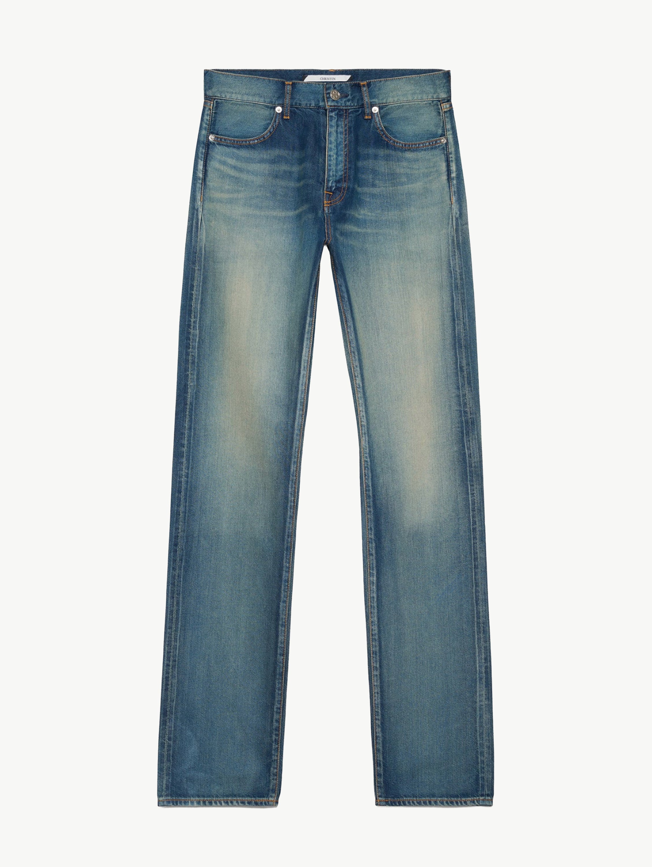 Straight selvedge washed denim