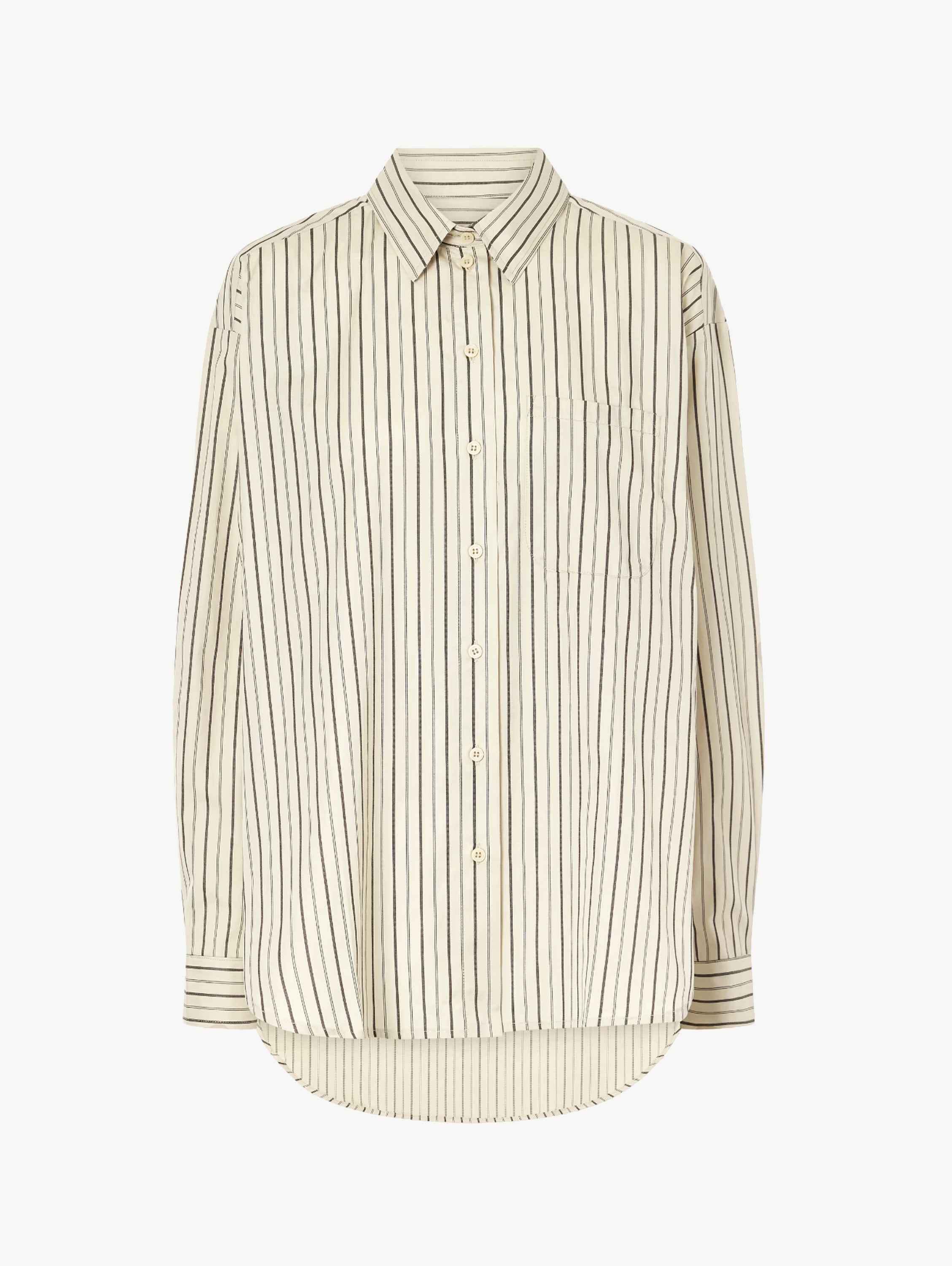 The Essential drop-tail striped cotton-poplin shirt