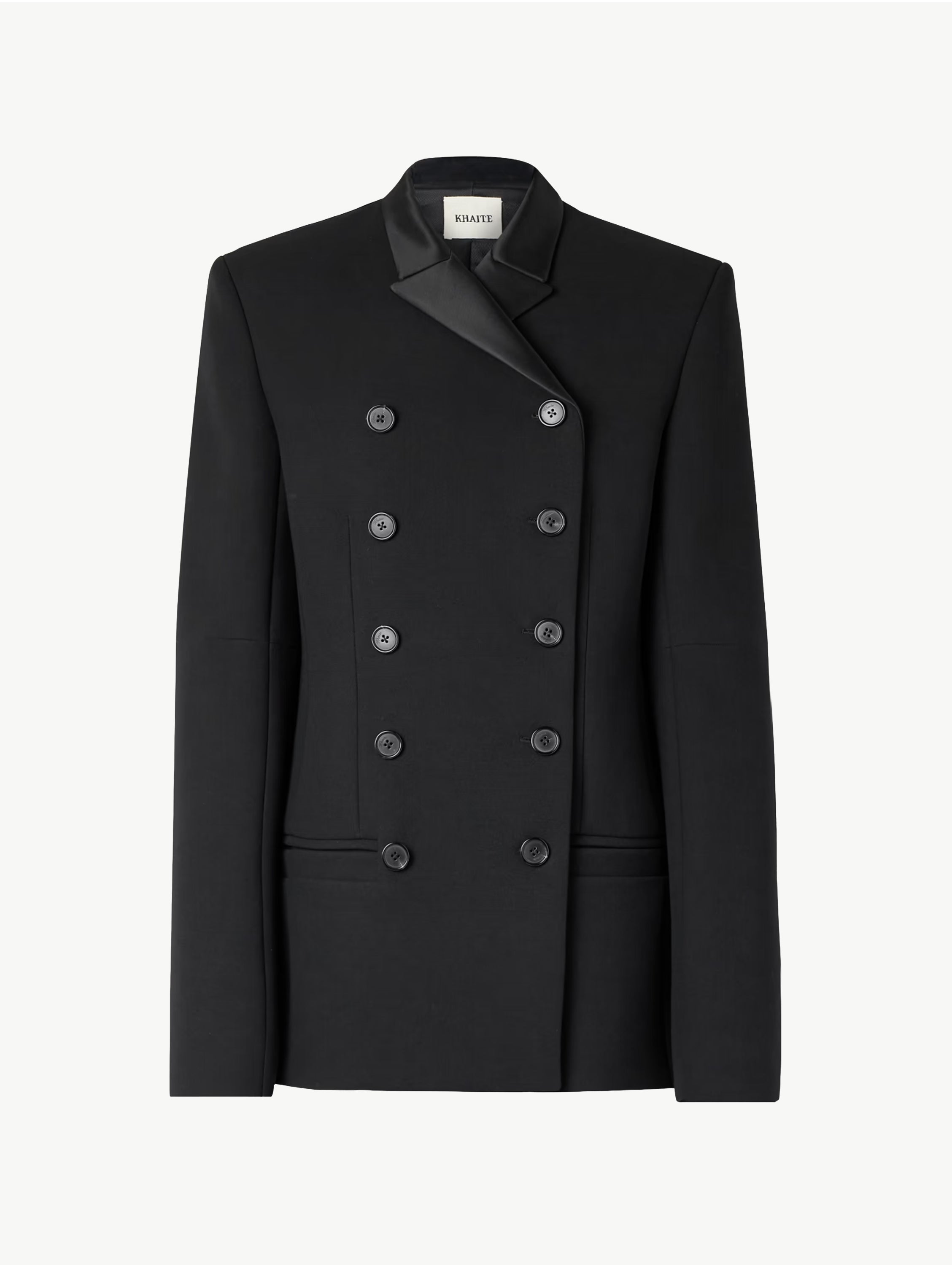 Sabel double-breasted satin-trimmed crepe blazer