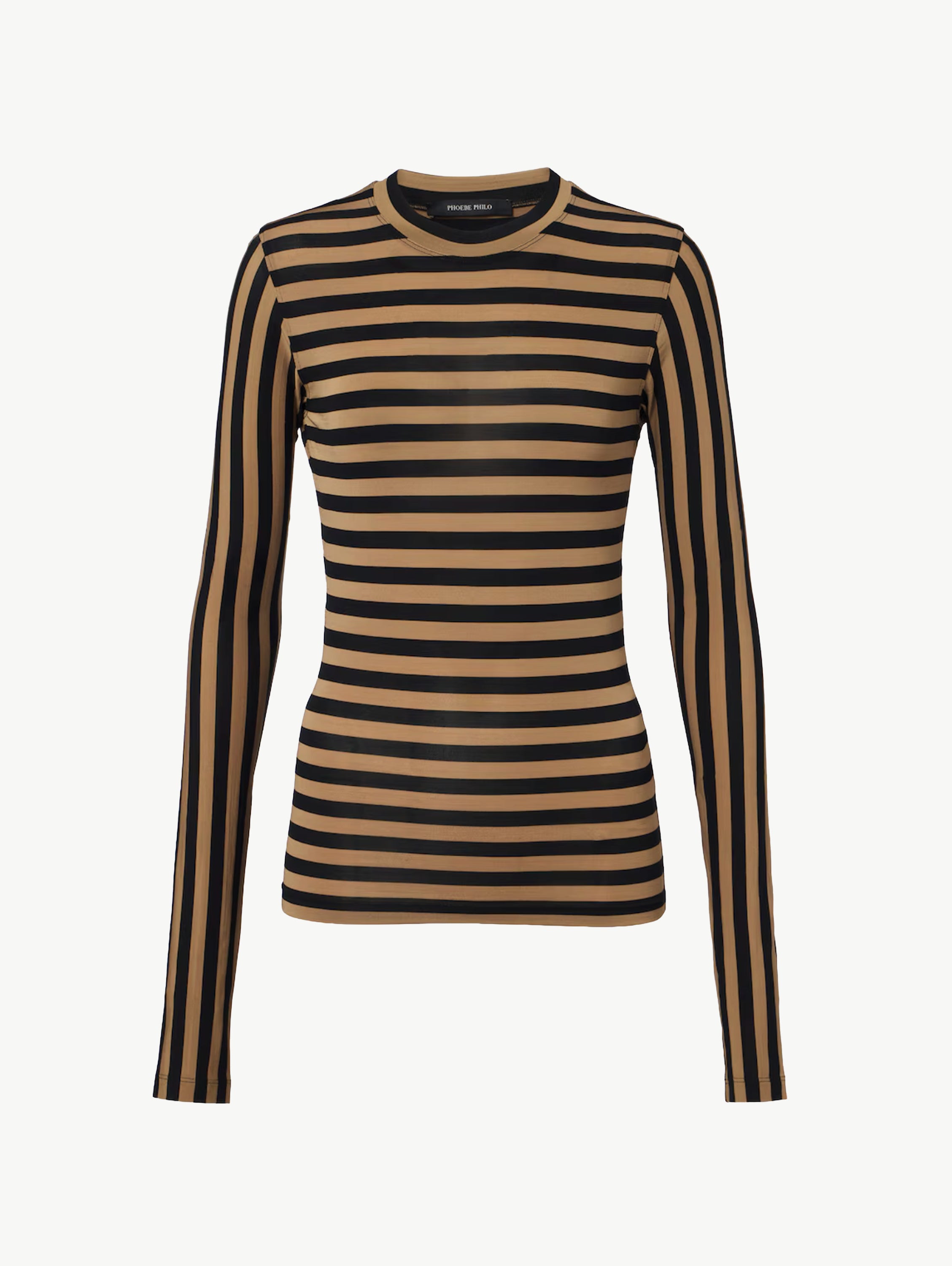 Striped top in toffee and black