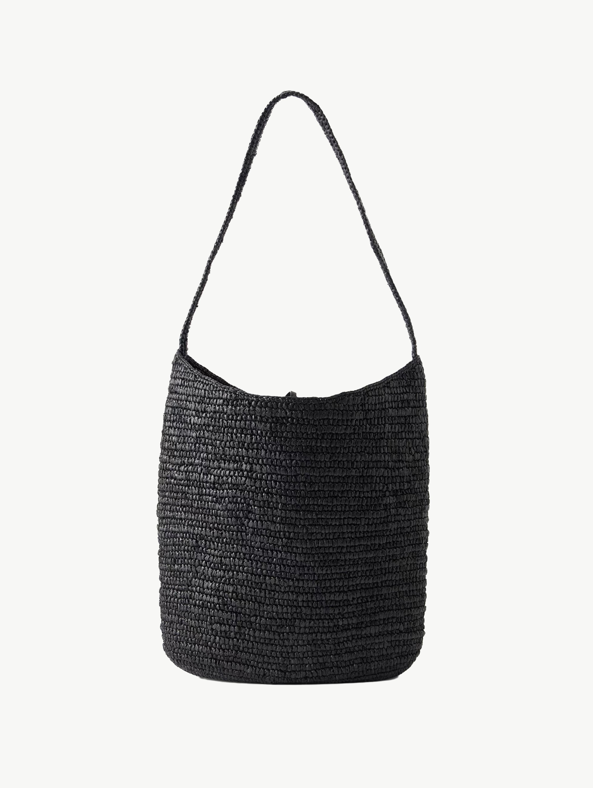 Alma leather-trimmed raffia tote