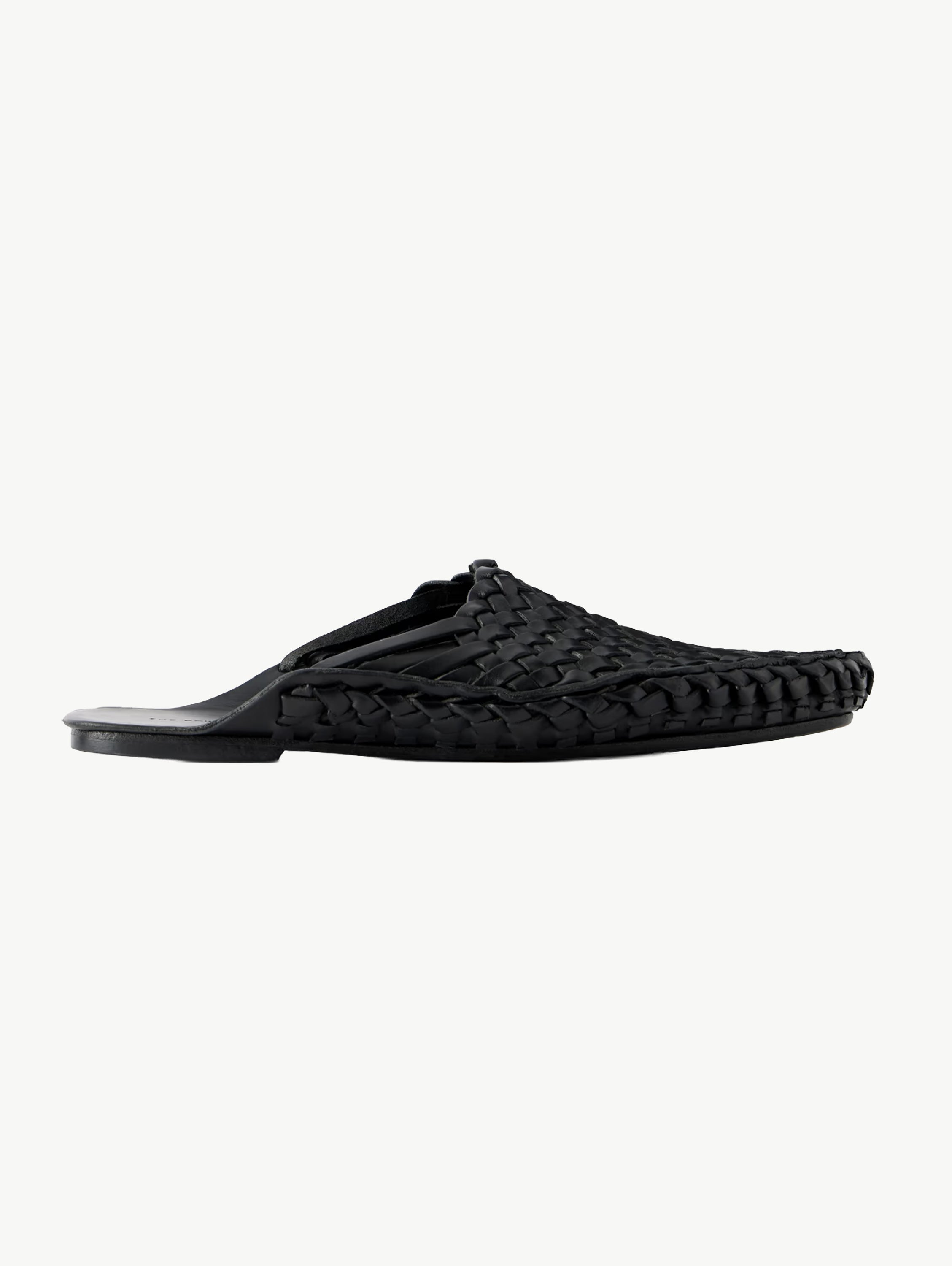 Woven leather mules