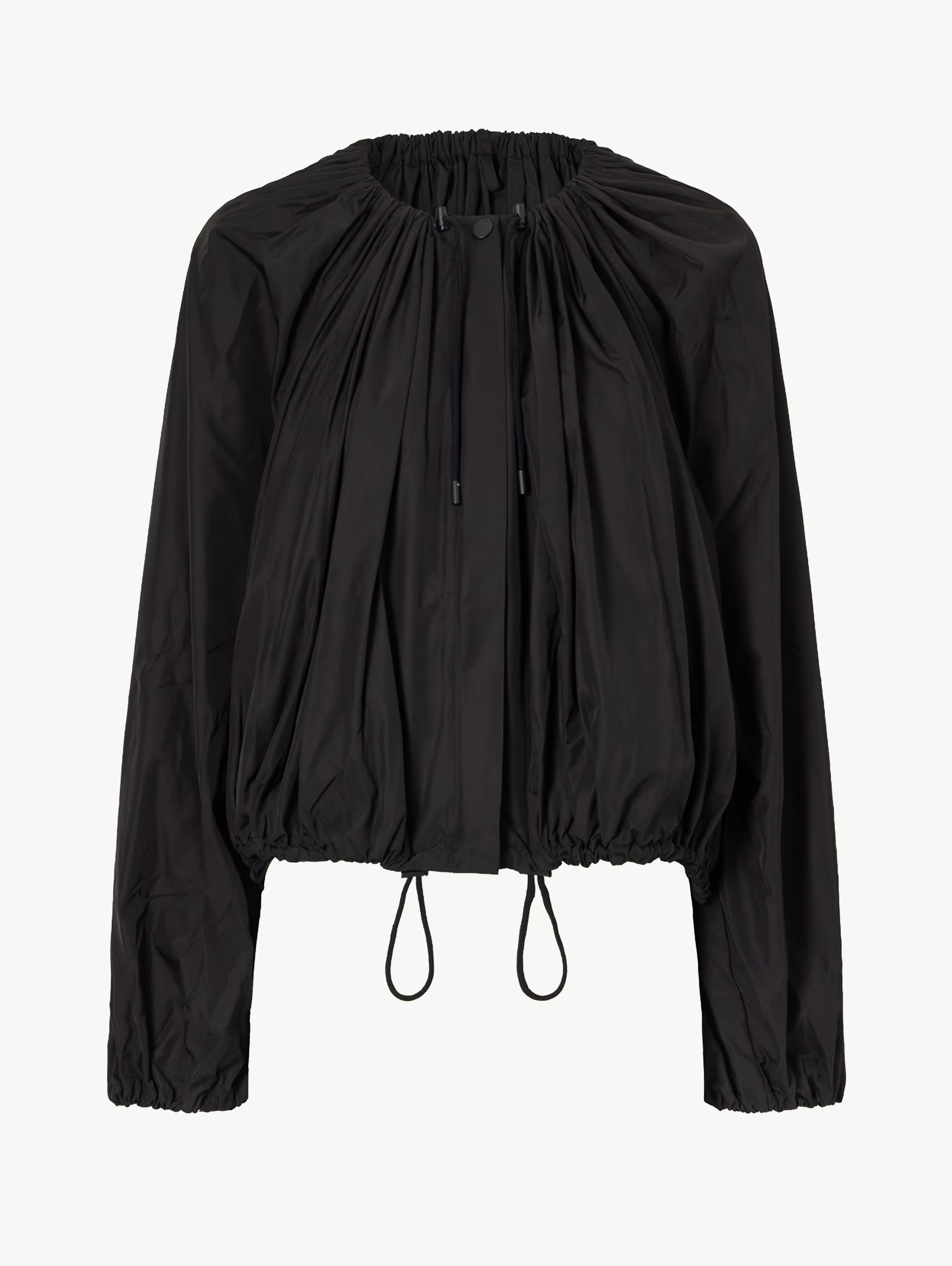 Gathered parachute jacket black