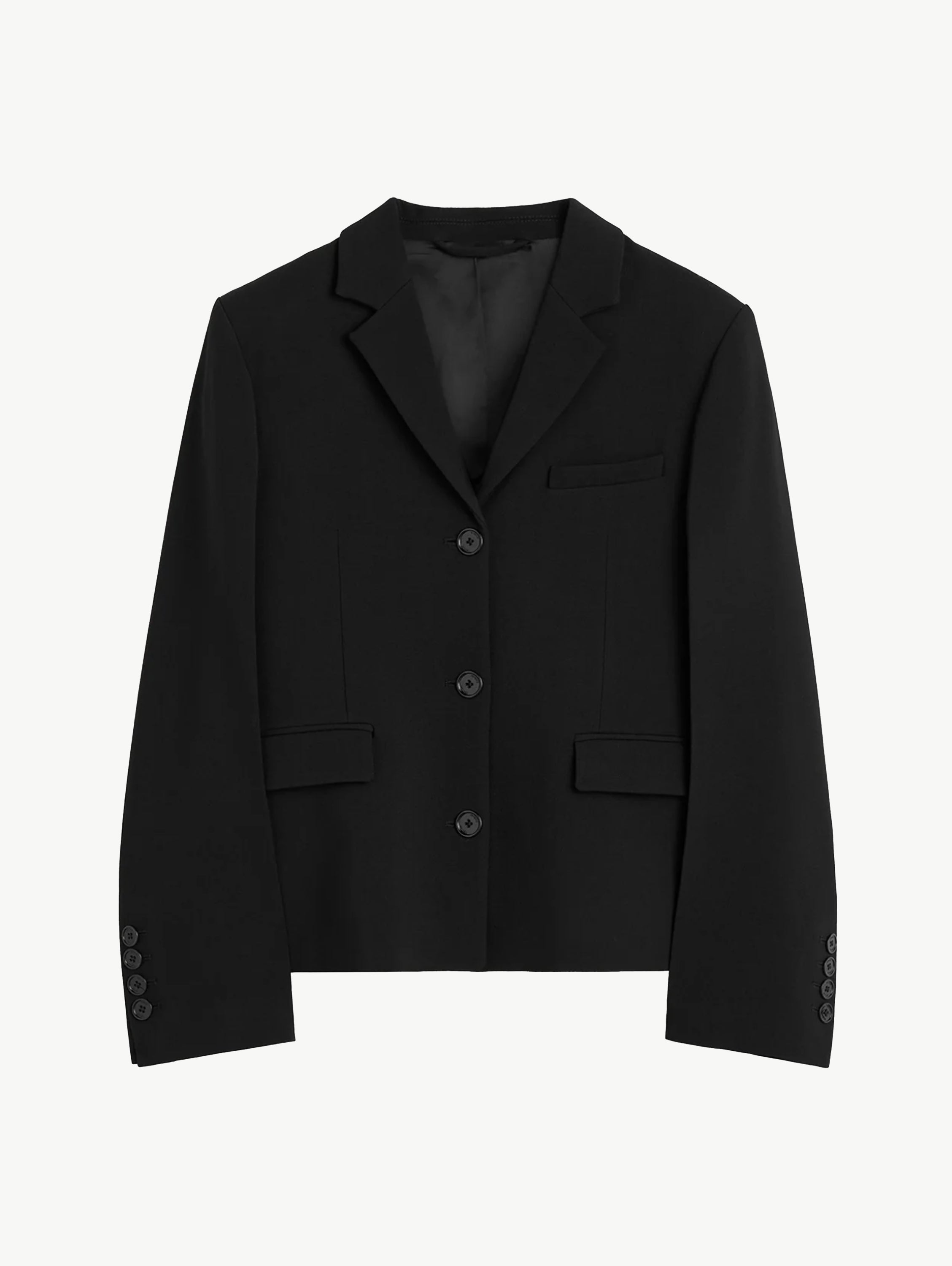 Short stretch wool blazer black