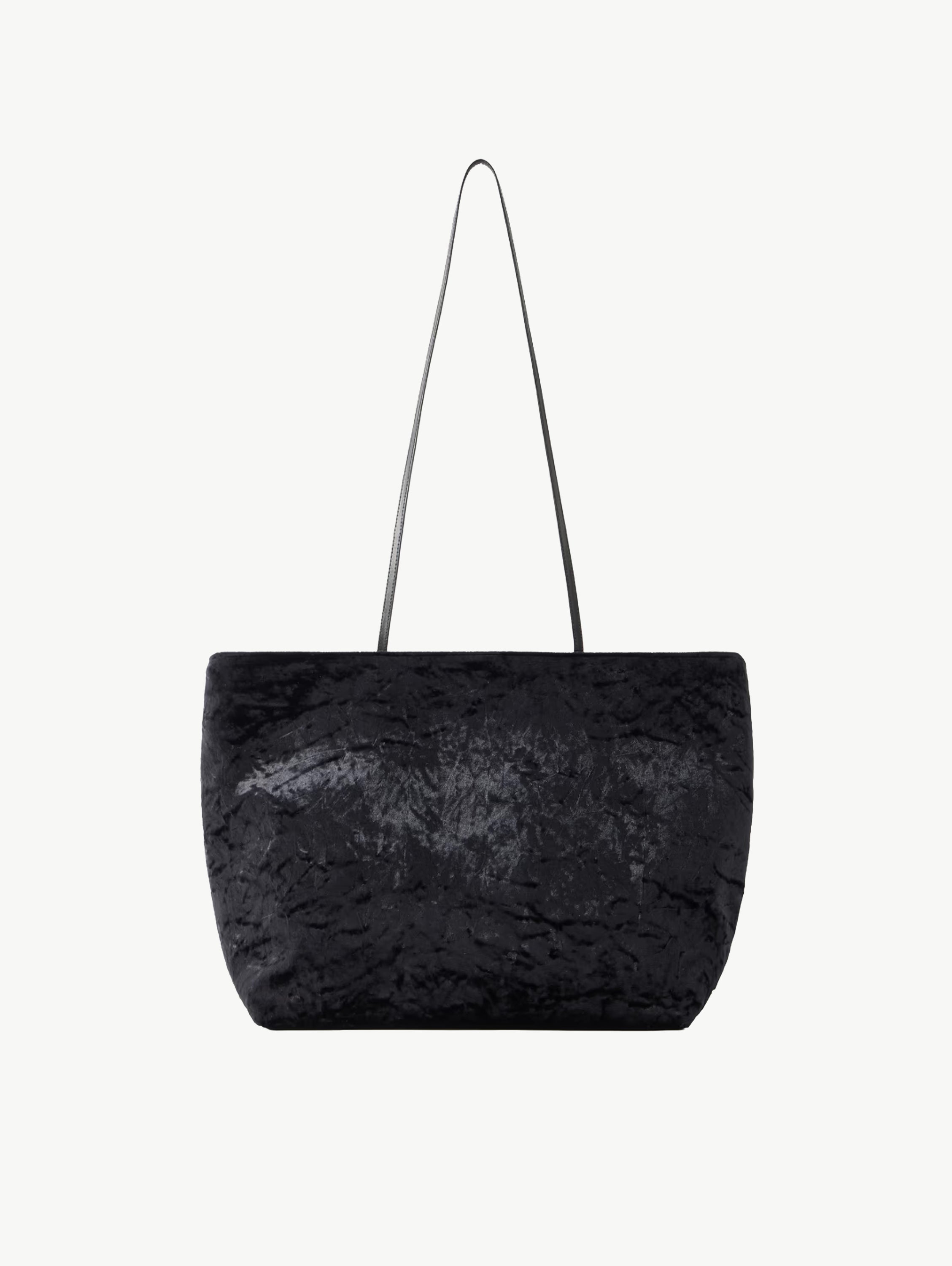 Spaghetti leather-trimmed crushed-velvet shoulder bag